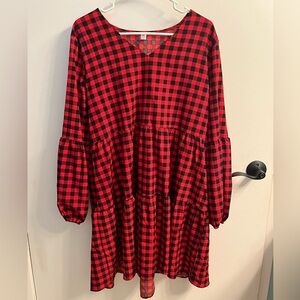 Plaid print ruffle tier dress